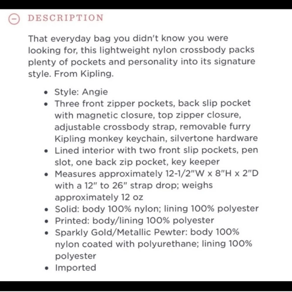 Kipling crossbody
